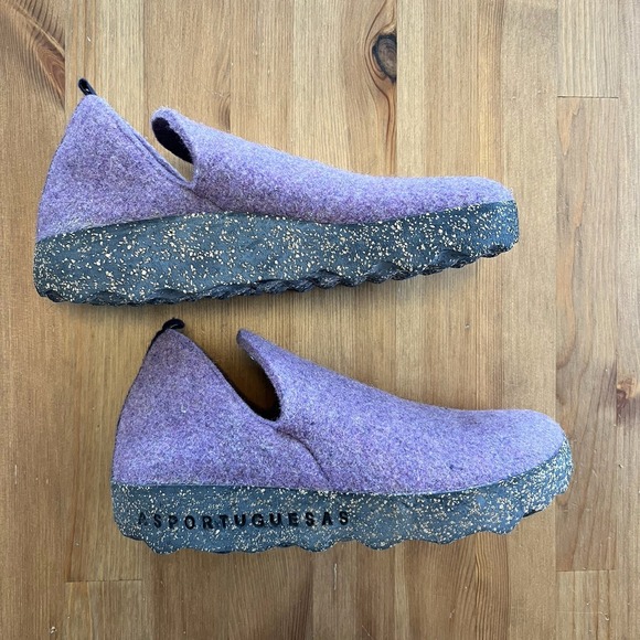 Asportuguesas Shoes - Asportuguesas Women's City Purple Slip On Wool Shoes Size 38 US 7-7.5 Cork Sole